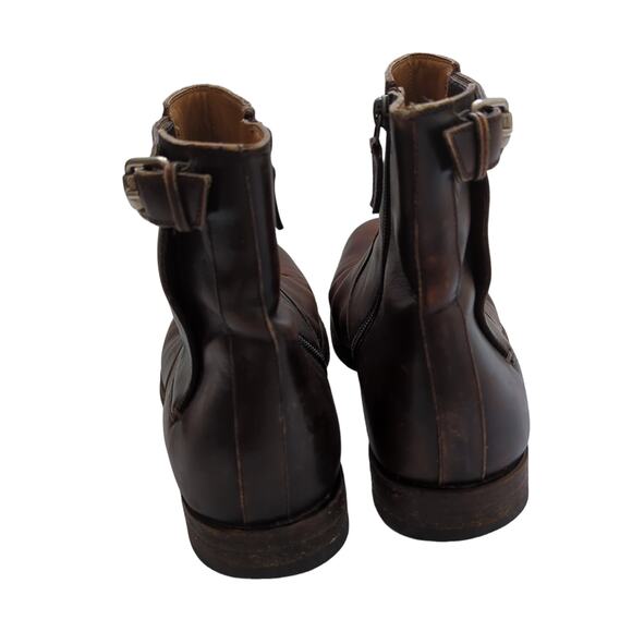 Gucci Mens Shoes Brown Leather Round Toe Zip Ankle Boots Size 8.5 Made in Italy - Picture 8 of 14
